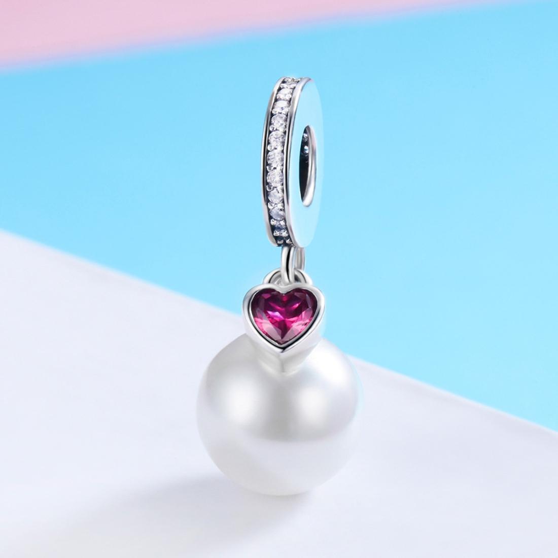 925 Sterling Silver Pearl Heart Pendant For Diy Bracelets & Necklaces