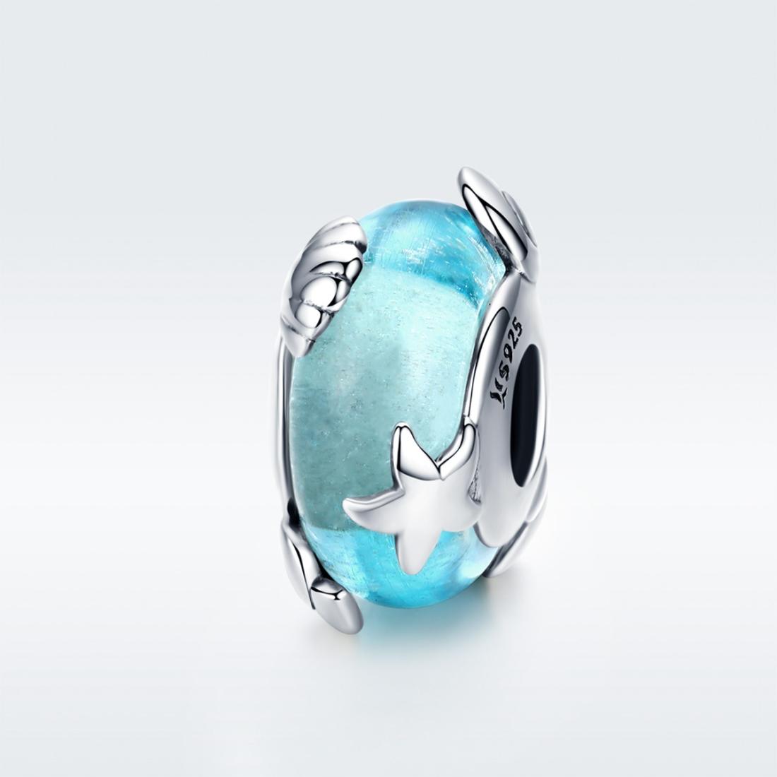 925 Sterling Silver Ocean Star Pendant Bracelet With Blue Glass Bead