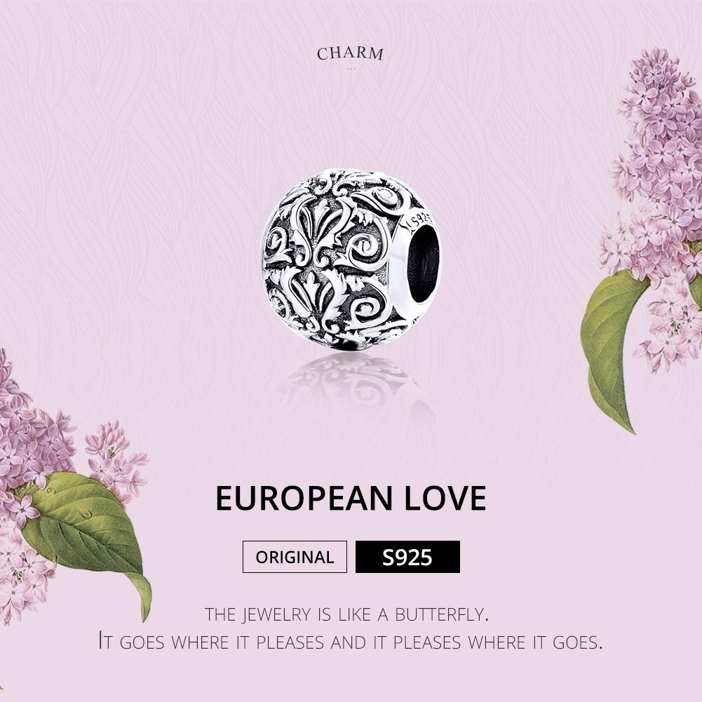 925 Sterling Silver Retro Flower Texture Beads For Diy Bracelets & Necklaces