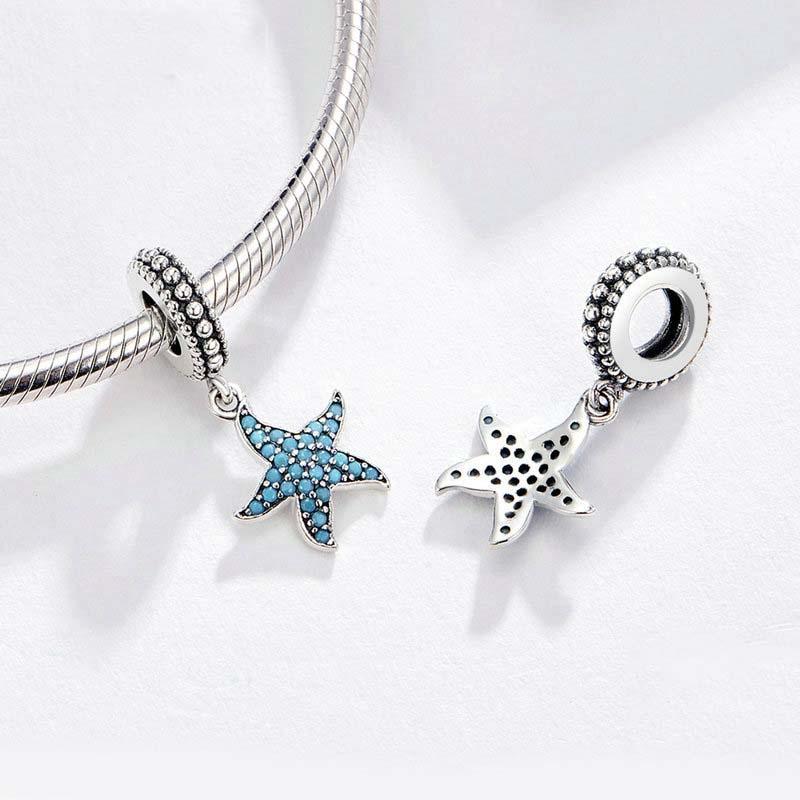 925 Sterling Silver Starfish Pendant Charm For Women'S Diy Bracelets