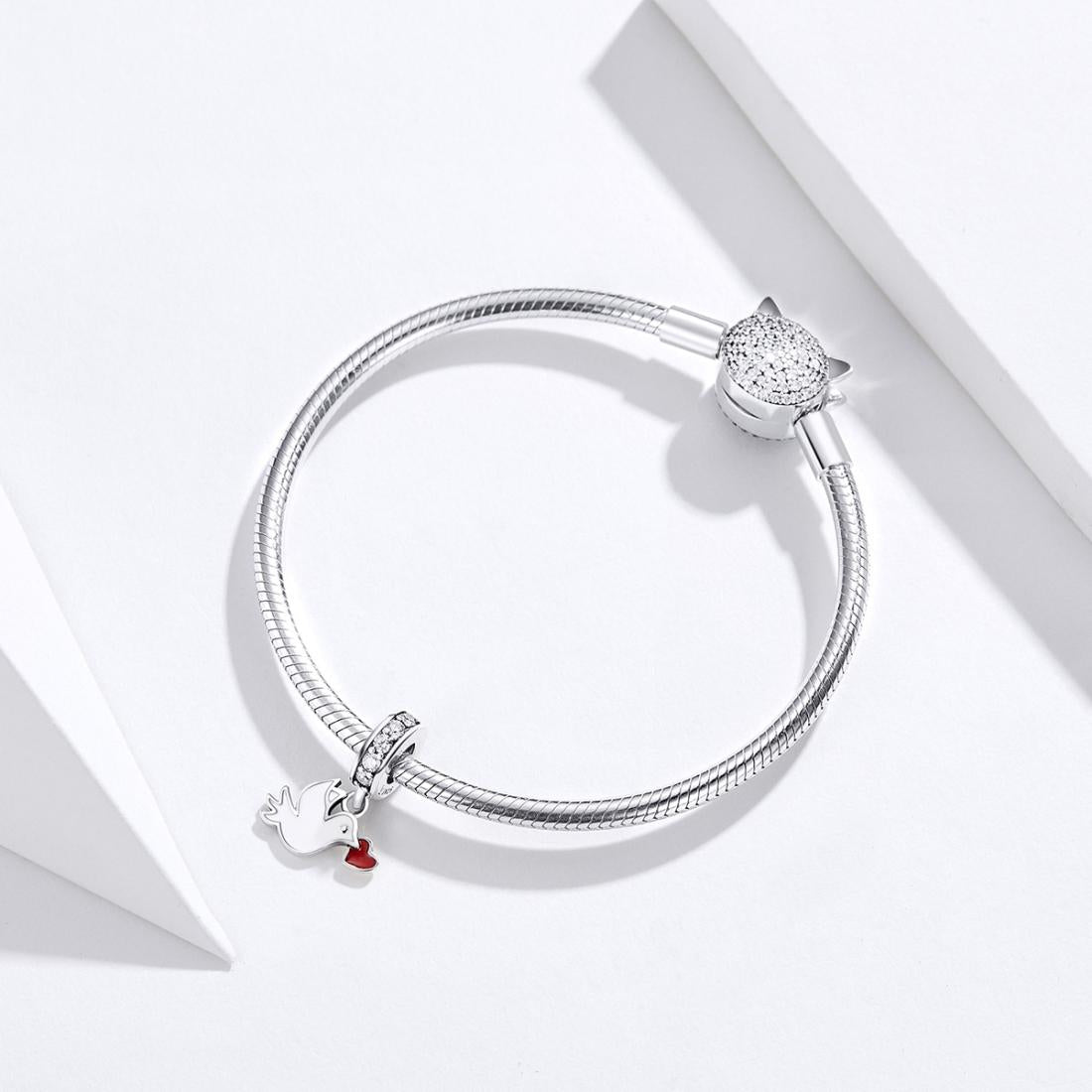 925 Sterling Silver Love Dove Pendant For Diy Bracelet Or Necklace