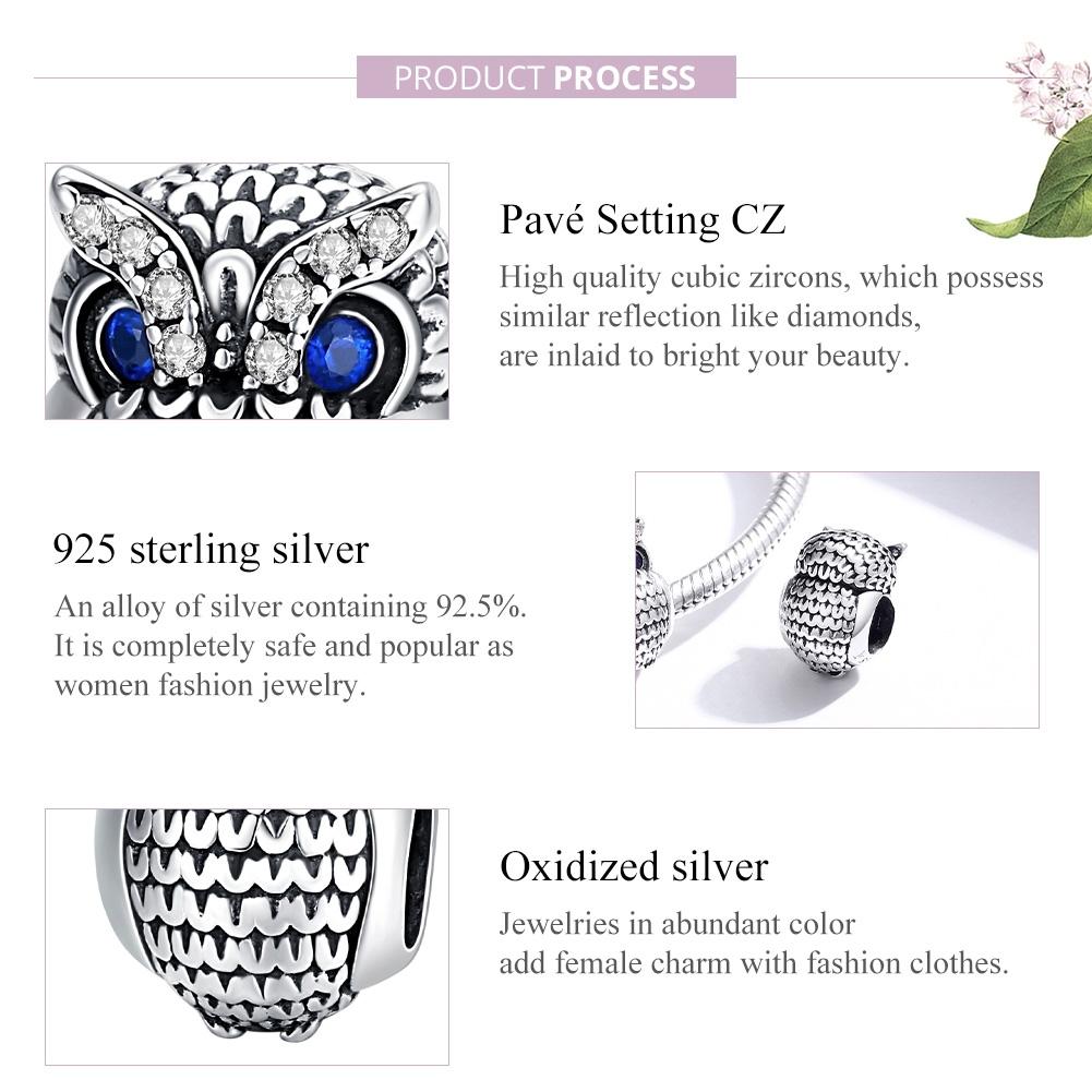 925 Sterling Silver Owl Beads For Diy Bracelets & Necklaces