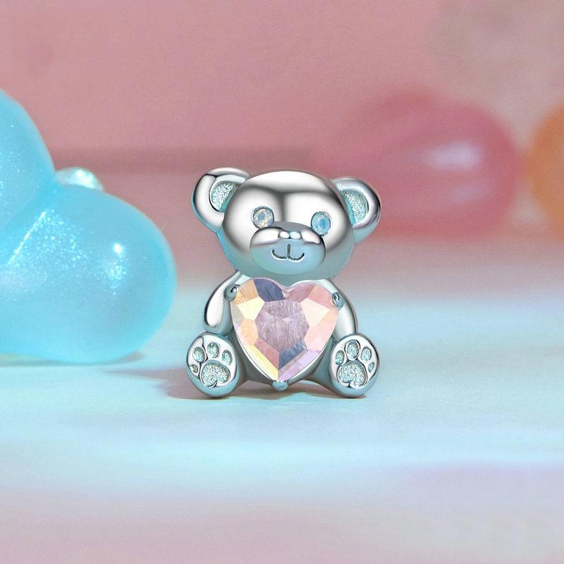 925 Sterling Silver Valentine'S Day Bear Beads