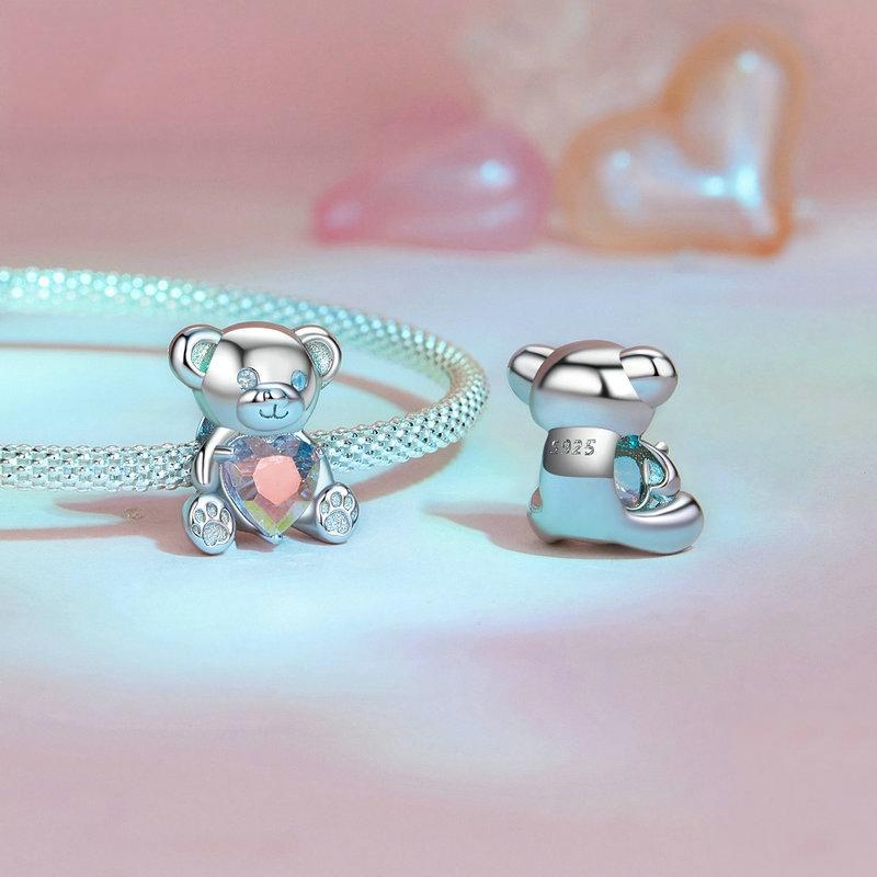 925 Sterling Silver Valentine'S Day Bear Beads