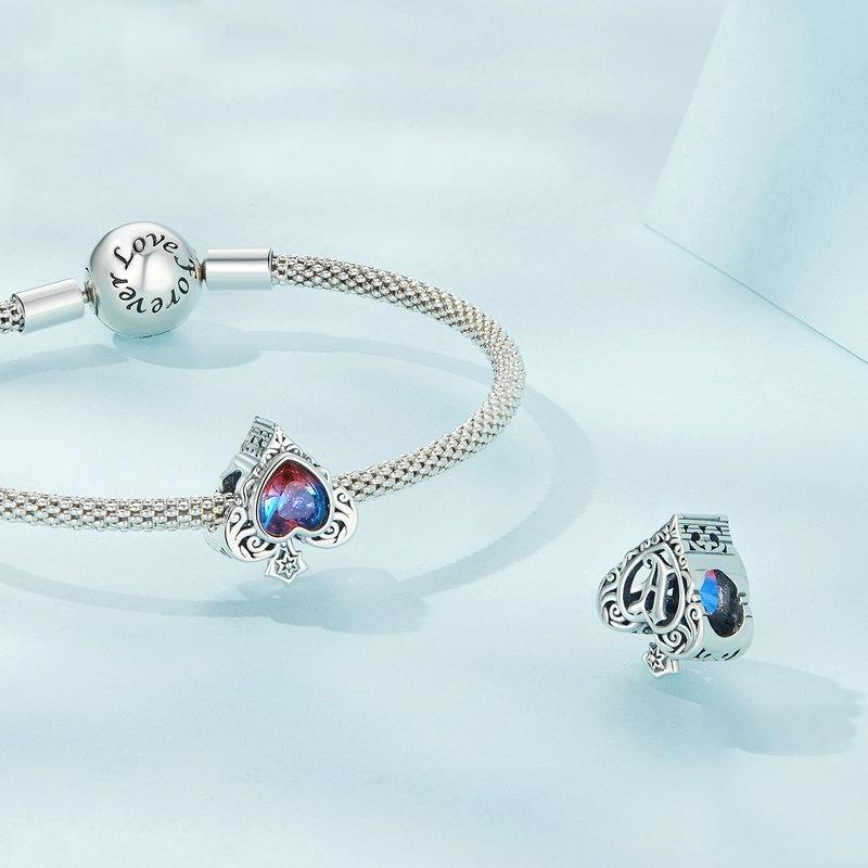 925 Sterling Silver Synthetic Tourmaline Heart Spades Bracelet