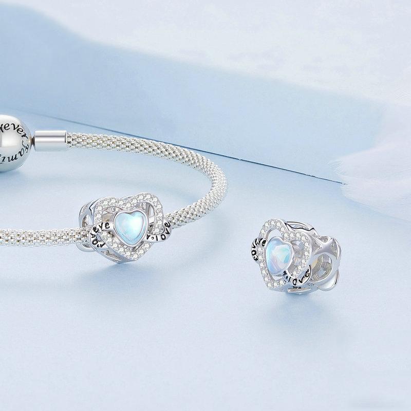 925 Sterling Silver Infinity Heart Bracelet With Zircon Beads