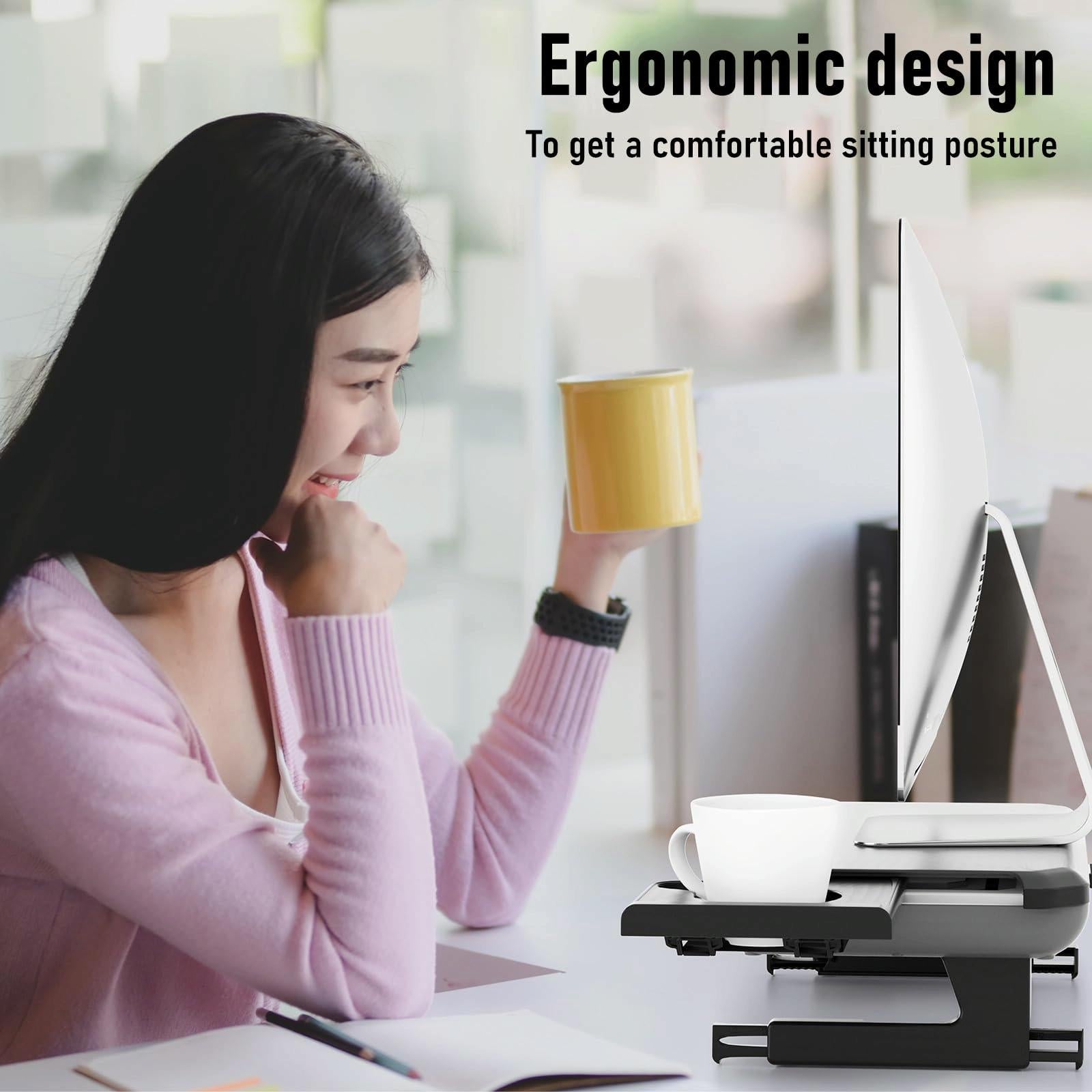 Adjustable Laptop Stand with Storage Drawer - Height Riser - Basic