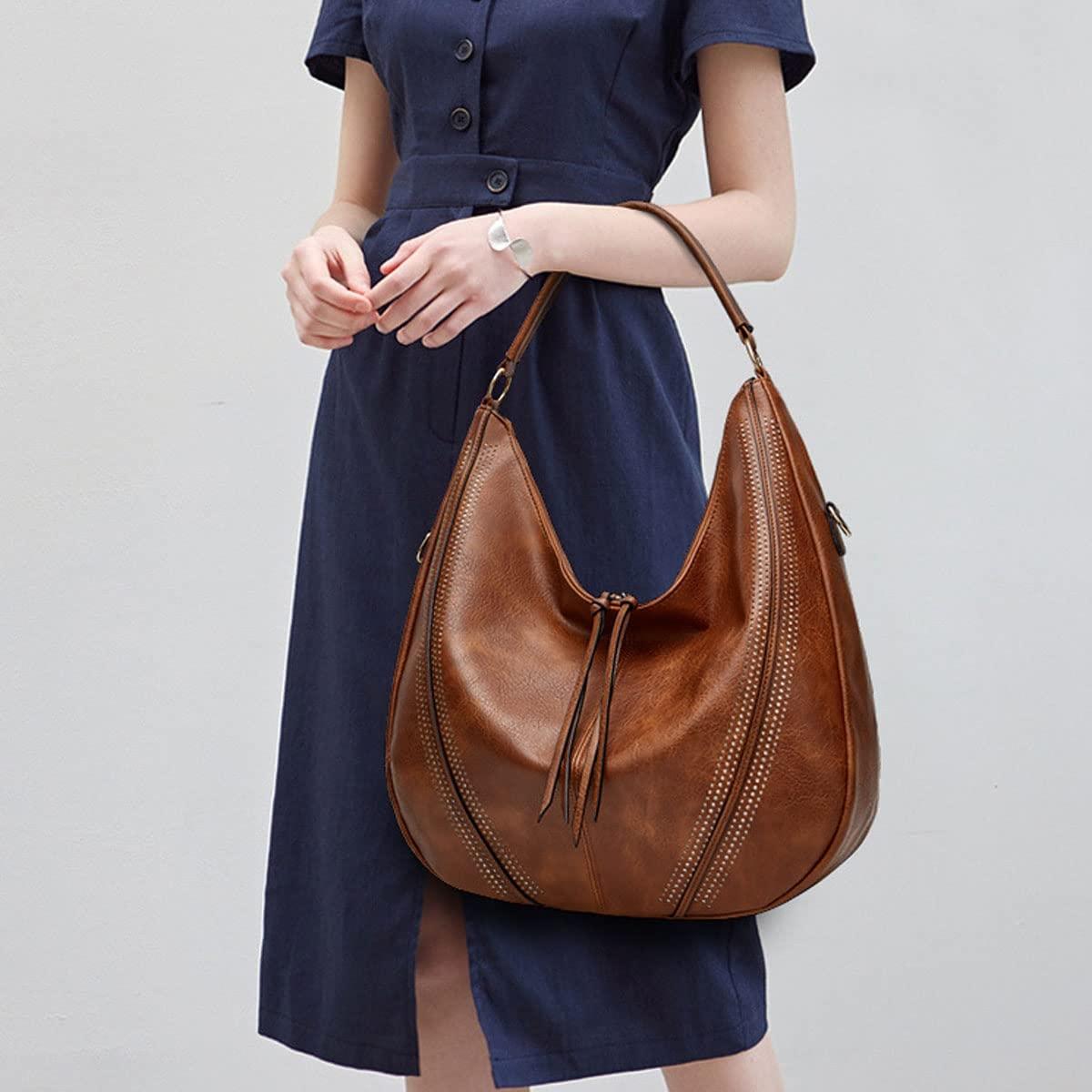 Large Capacity Pu Leather Tote Bag Black - Light Gray