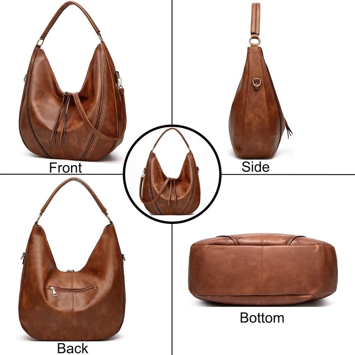 Large Capacity Pu Leather Tote Bag Black - Light Gray