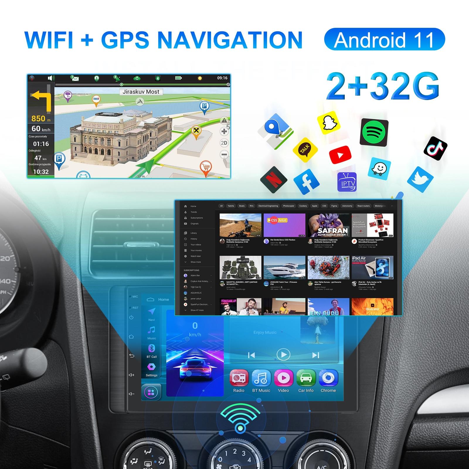 7 Inch Android 11 Carplay Navigation Player - 2 + 32G