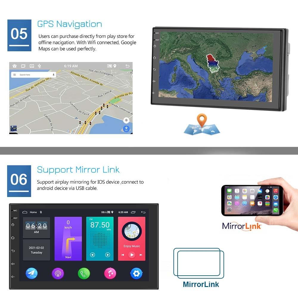 10 Inch Android Wifi Car Navigation Reversing Video Player - 2 + 32G