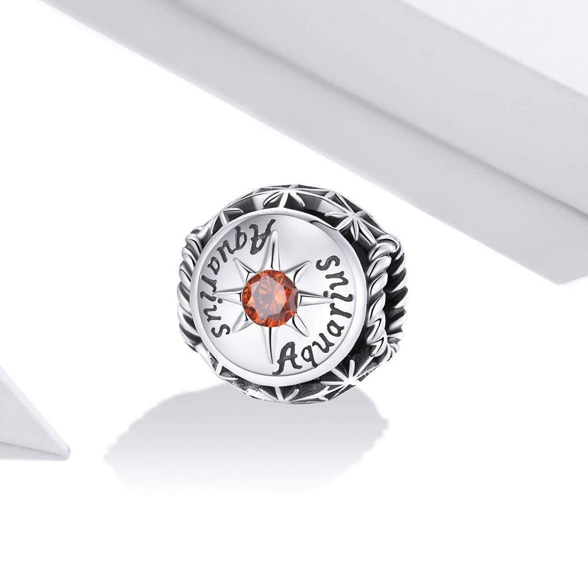 925 Sterling Silver Zodiac Zircon Bead Bracelet / Necklace Set Diy Aquarius Style - Aquarius