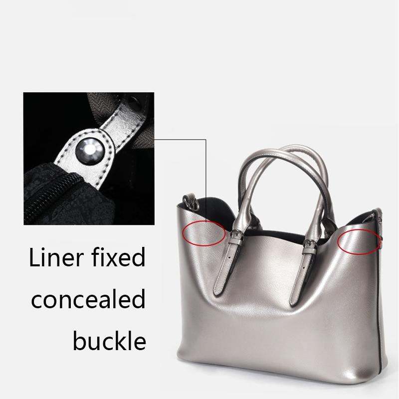 Blue Cowhide Messenger Tote For Women Large Capacity