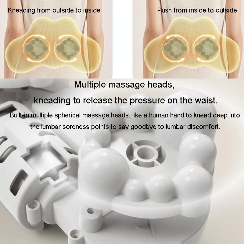 Multi-Function Lumbar Massager Hot Waist Massage Pillow Gray - Charging Model Yellow