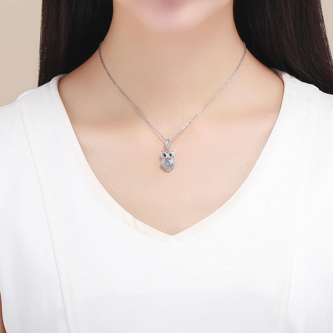 925 Sterling Silver Blue Zircon Owl Pendant For Diy Bracelets Style - Necklace + Pedndant