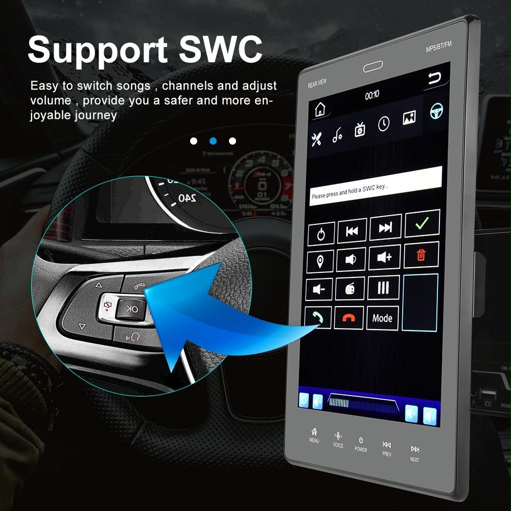 9.5 Inch Vertical Screen Car Mp5 Player - 2 Spindles + 4 Cameras