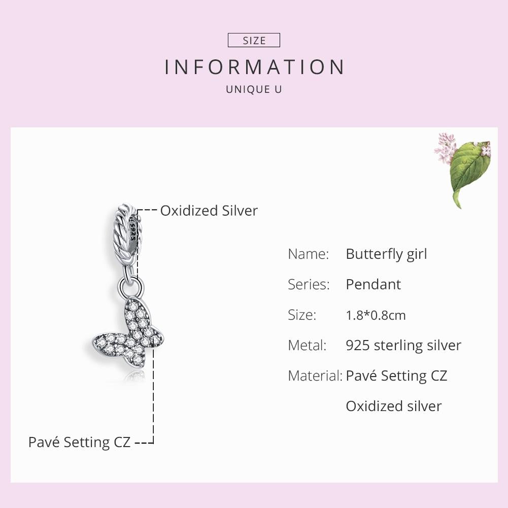 925 Sterling Silver Butterfly Pendant For Bracelet Or Necklace