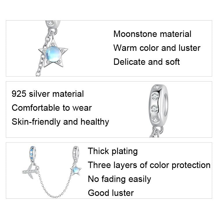 925 Sterling Silver Airplane Star Chain Accessory