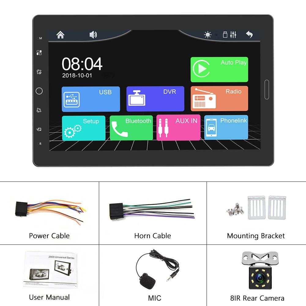 10.1 Inch Full Screen Car Mp5 Player With Wired Carplay - Standard + 8 Light Camera