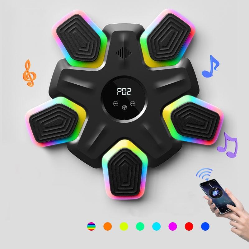 Bluetooth Music Boxing Machine - 4 Modes 9 Speeds Colourful Lights - With Adult Gloves White