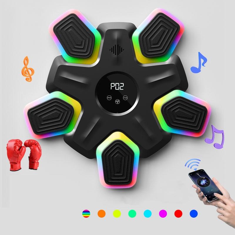 Bluetooth Music Boxing Machine - 4 Modes 9 Speeds Colourful Lights - With Adult Gloves White