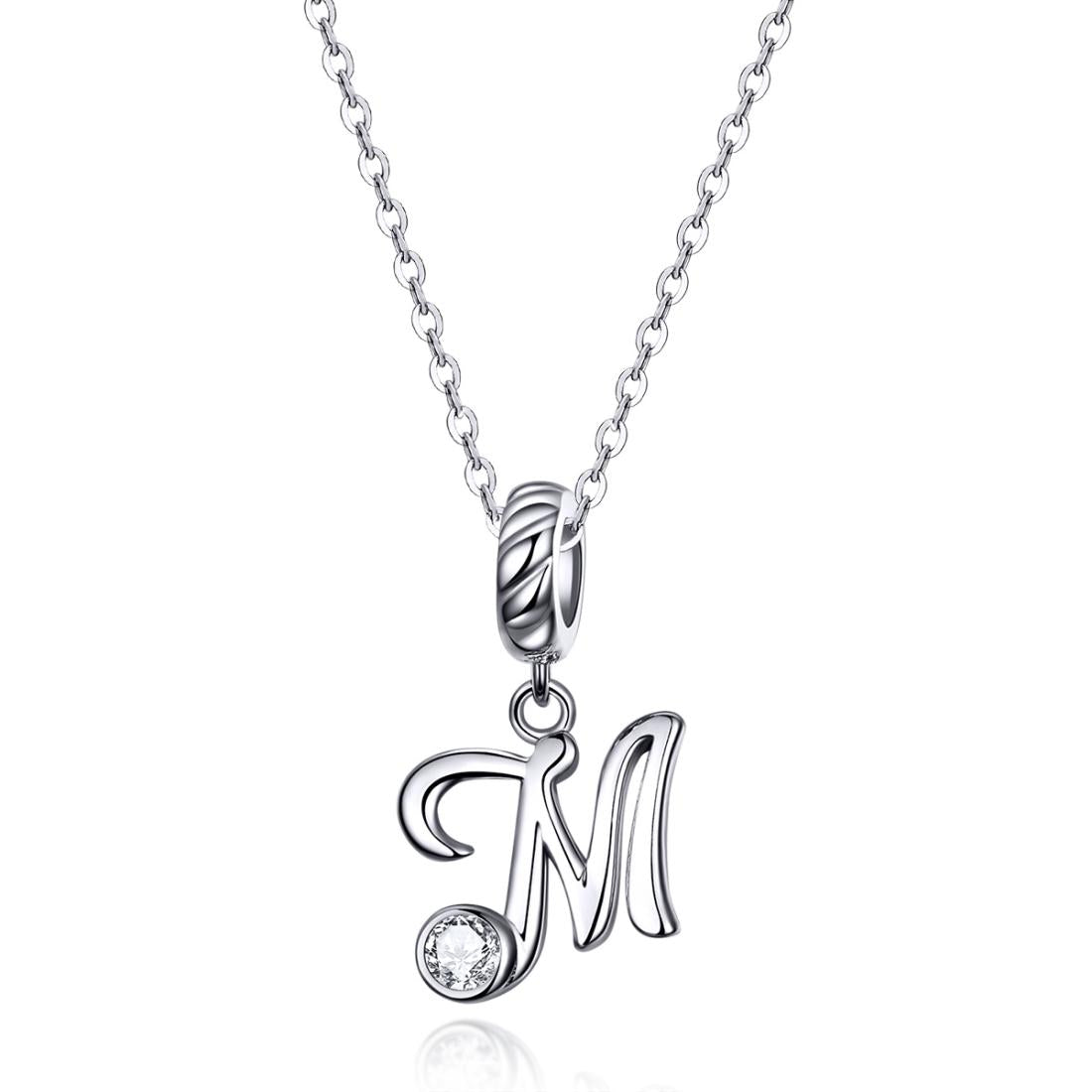 925 Sterling Silver Personalized Letter Pendant For Diy Bracelets And Necklaces Style - M