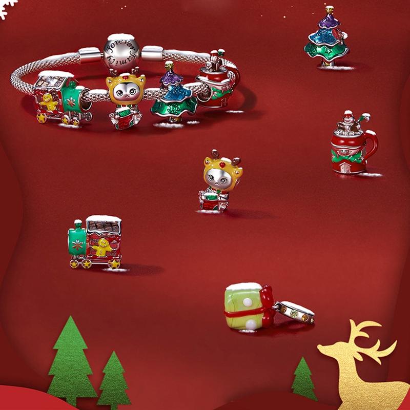 925 Sterling Silver Christmas Bead For Diy Accessories