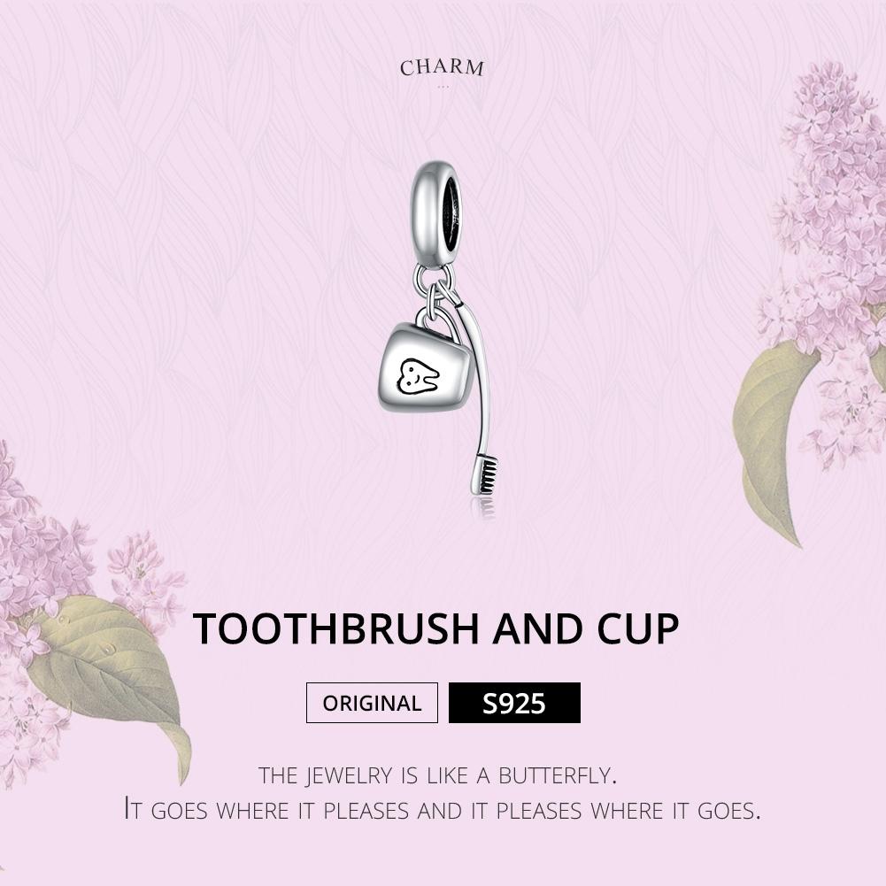 925 Sterling Silver Diy Toothbrush Cup Pendant