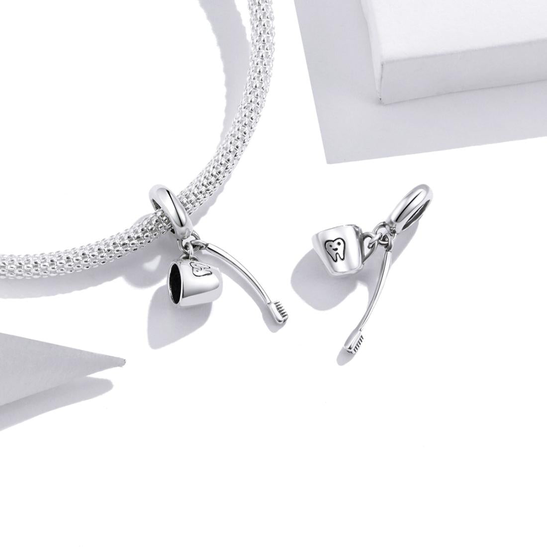 925 Sterling Silver Diy Toothbrush Cup Pendant