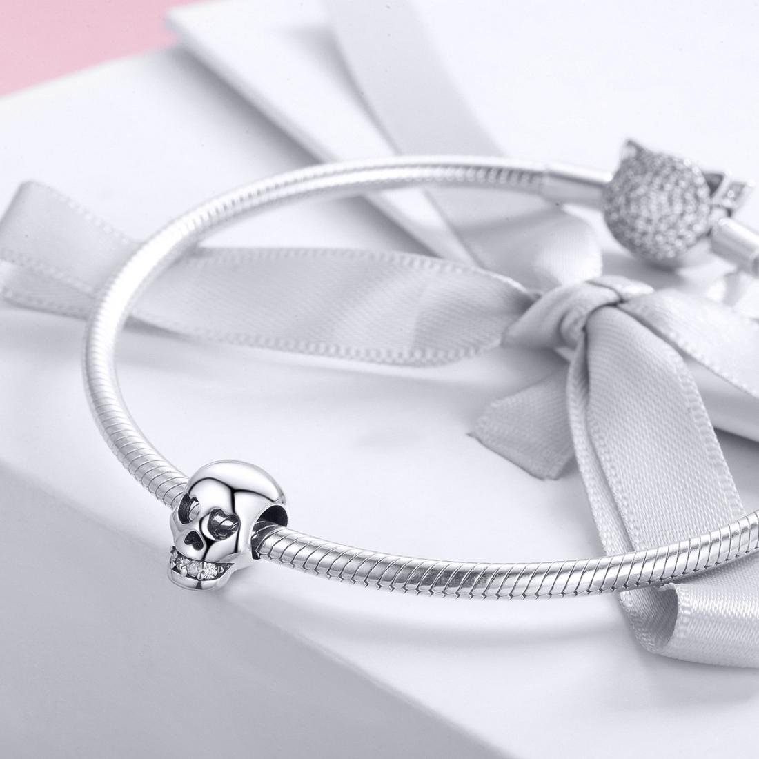 925 Sterling Silver Surprise Skull Bead For Diy Bracelet