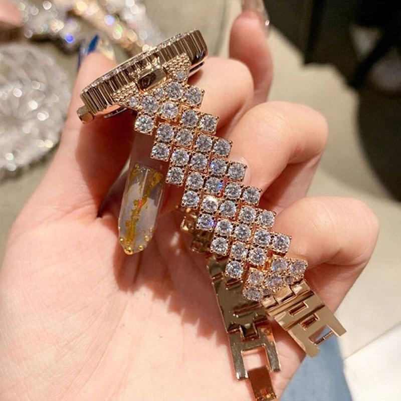 Gold Roman Diamond Watch & Bracelet Set for Women