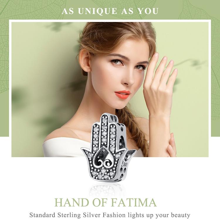 925 Sterling Silver Hand Of Fatima Beads For Diy Bracelets