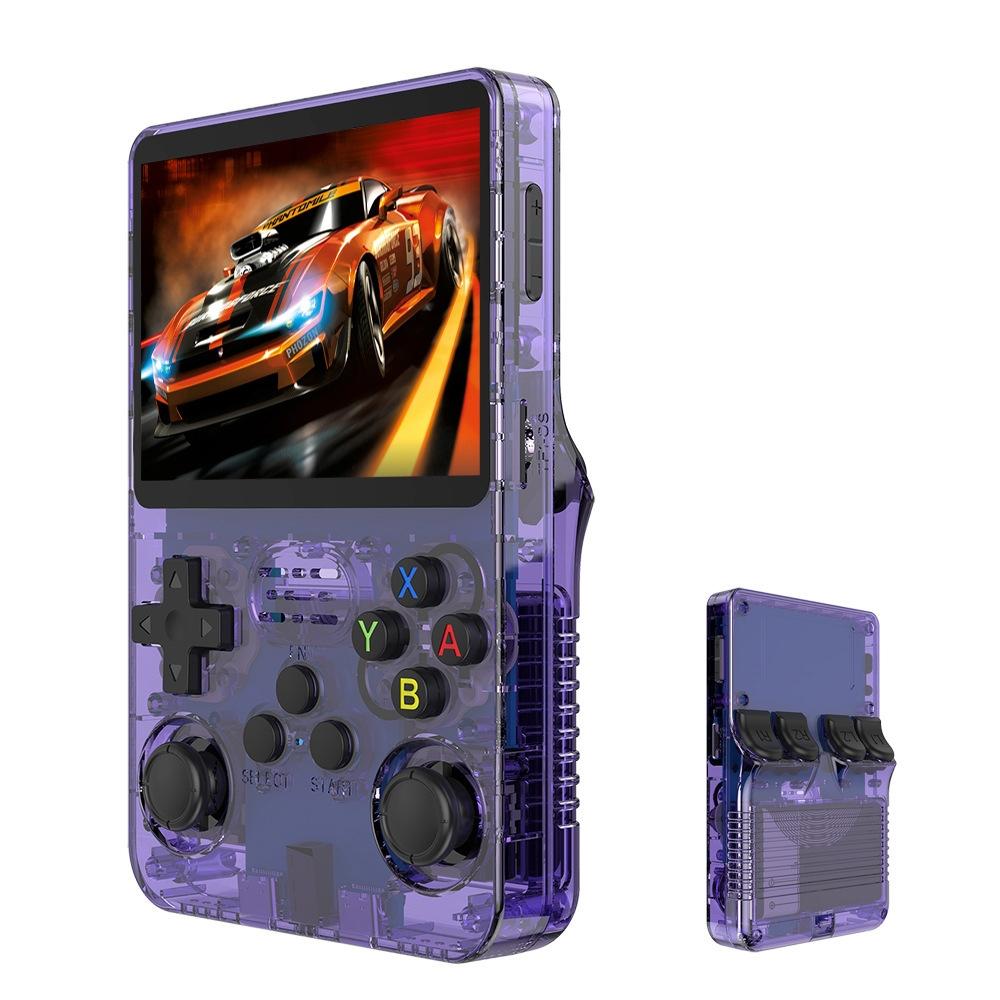 Retro Handheld Game Console With 3.5-Inch Ips Screen - Portable Video Player 128G In Gray Transparent - 128G Purple Transparent
