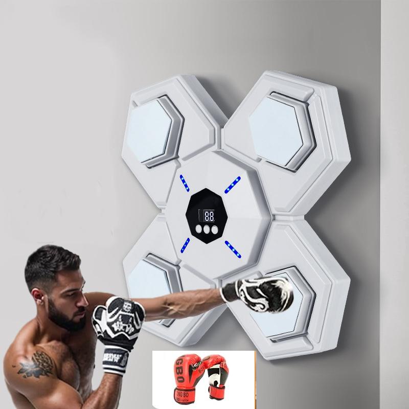 Rechargeable Bluetooth Boxing Machine With Adult & Child Gloves - Blue - With Adult & Child Gloves Pink Blue