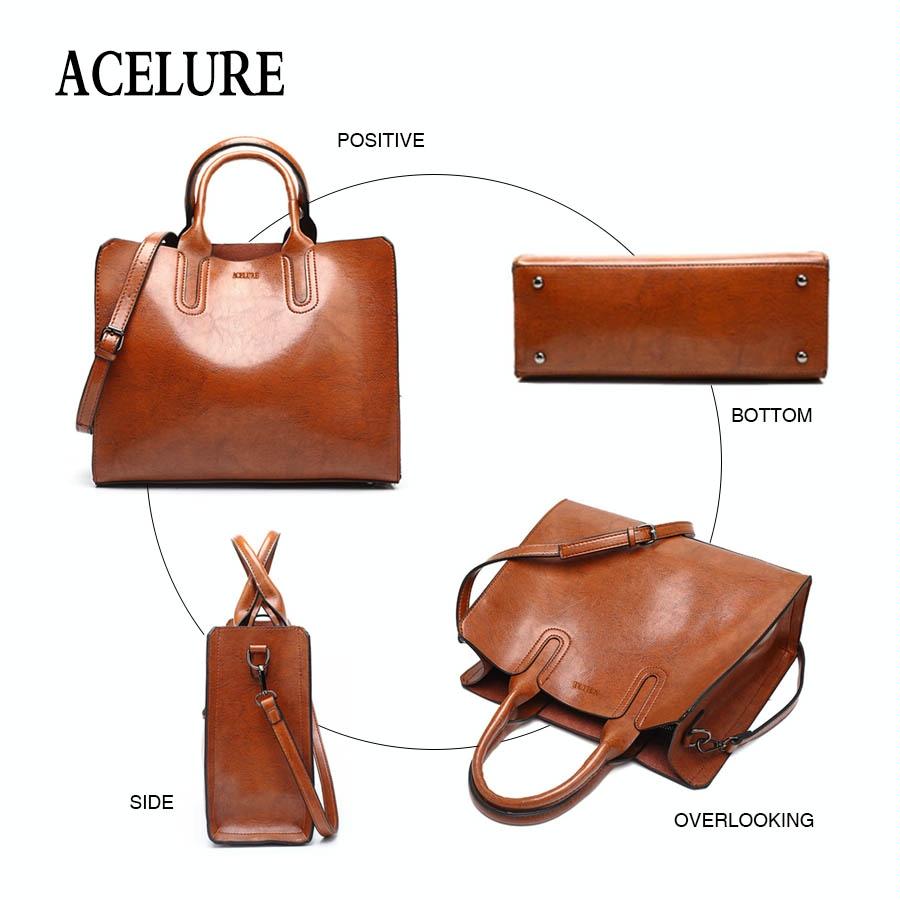 Large Leather Tote Bag for Women - Casual Shoulder Trunk Style