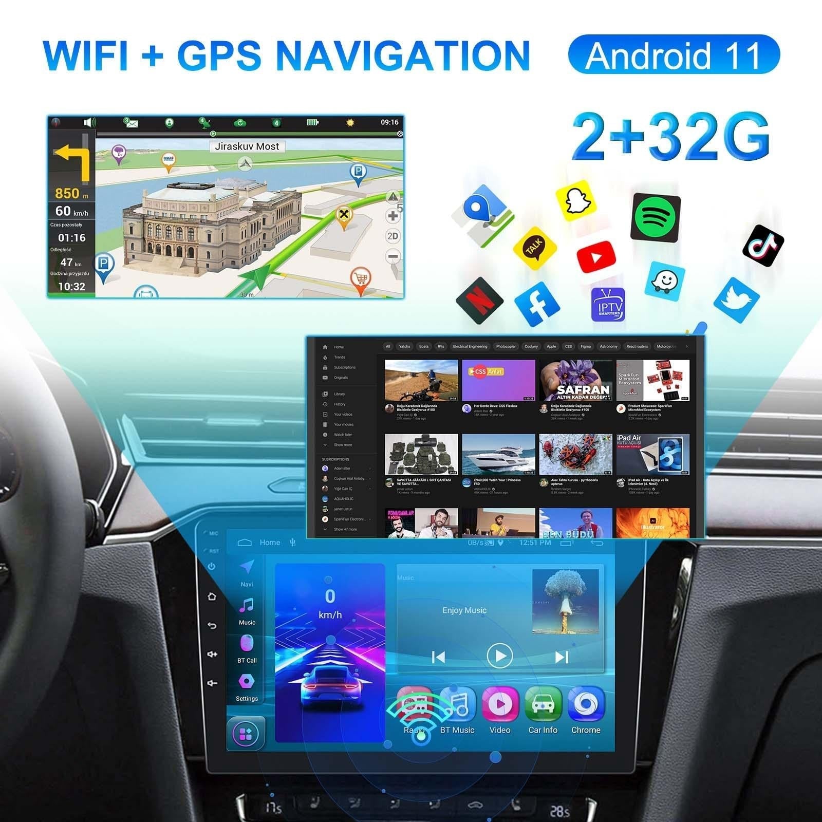 10 Inch Car Android Navigation Screen With Carplay - 2 + 64G Ahd Camera