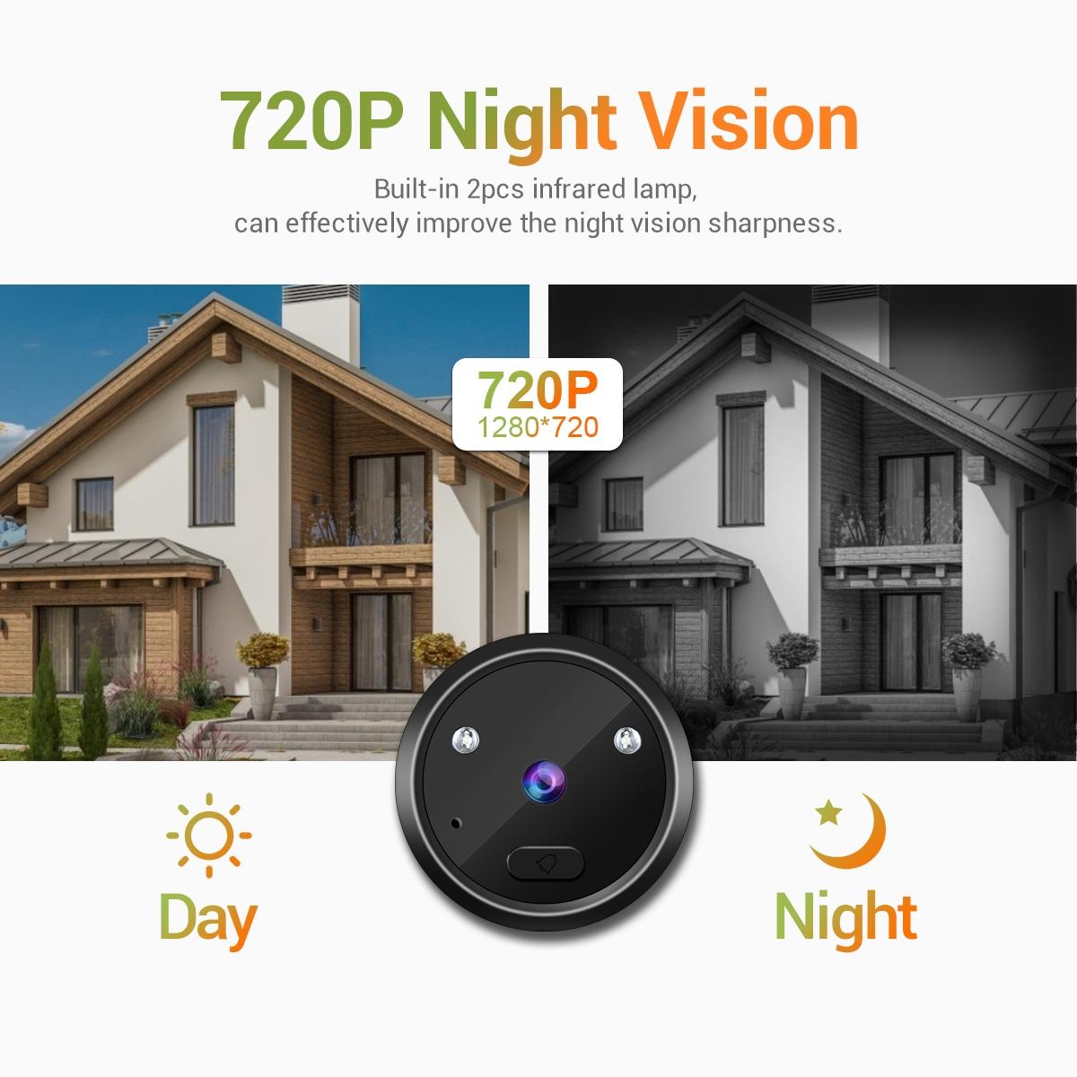 2.4 Digital Door Viewer With Night Vision Tf Card Slot Photo & Video Capture