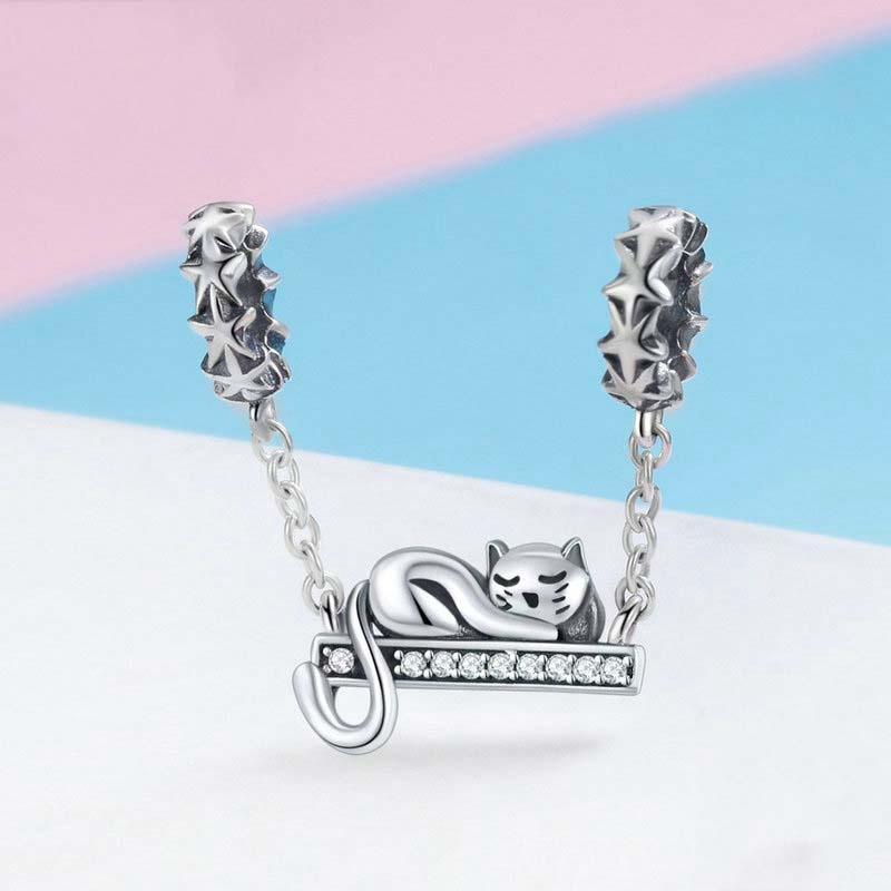925 Sterling Silver Adorable Cat Pendant Necklace