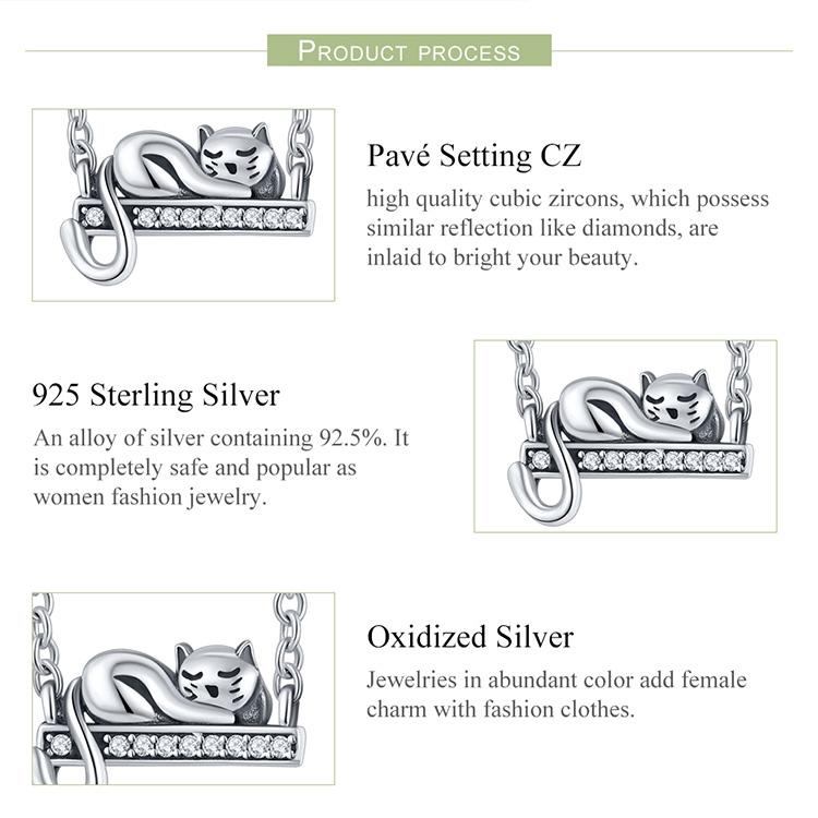 925 Sterling Silver Adorable Cat Pendant Necklace