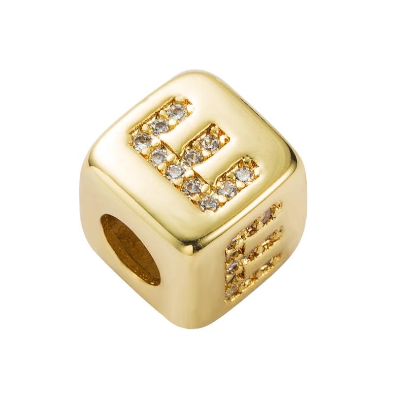 Brass Micro Inlaid Couple Red String Pull Diy Bracelet English Letter Beads Jewelry Style - E