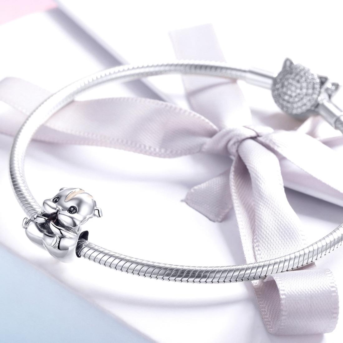 925 Sterling Silver Hamster Bead Bracelet & Necklace Set