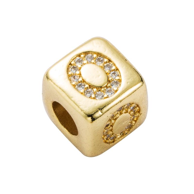 Brass Micro Inlaid Couple Red String Diy Bracelet English Letter Beads Style - O