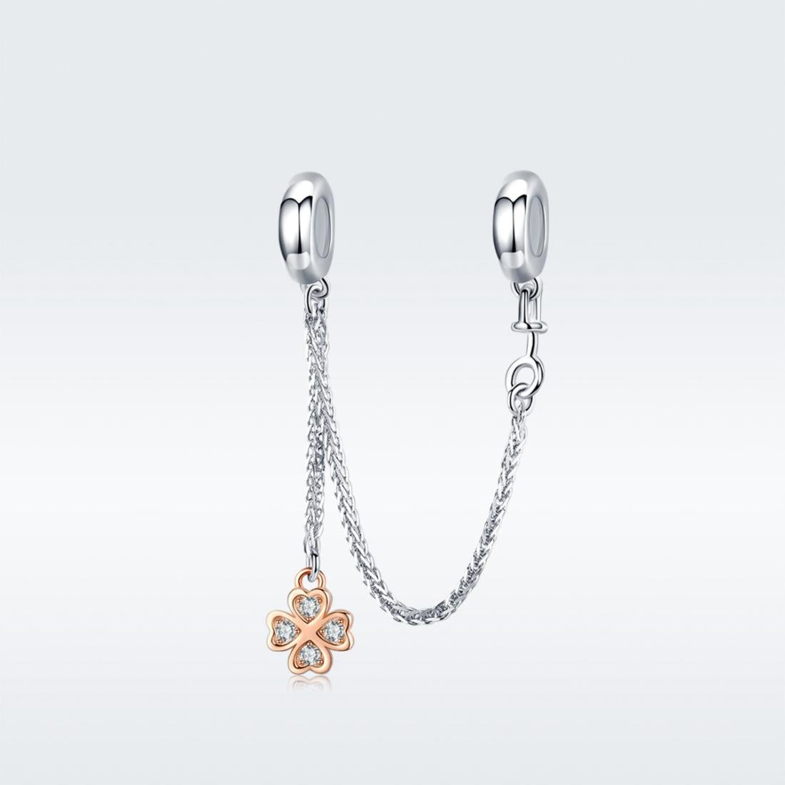 925 Sterling Silver Platinum Plated Clover Safety Chain For Diy Bracelets