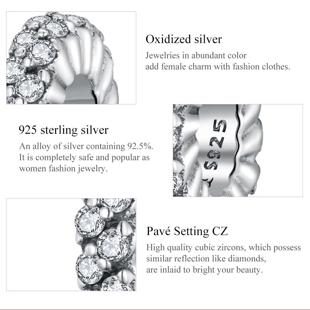 925 Sterling Silver Sparkling Winter Zircon Beads For Diy Bracelets & Necklaces