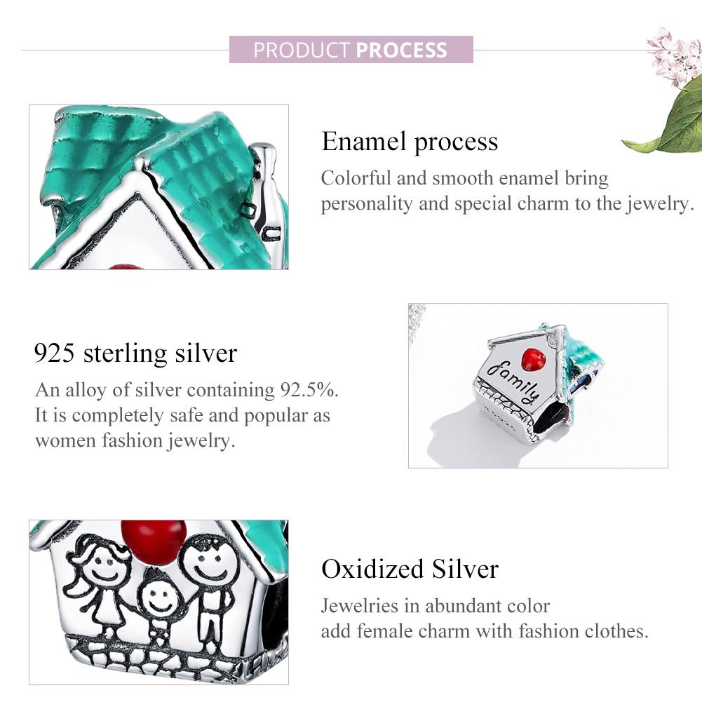 925 Sterling Silver Small House Beads For Diy Bracelets & Necklaces