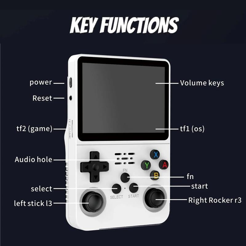 Retro Handheld Game Console With 3.5-Inch Ips Screen - Portable Video Player 128G In Gray Transparent - 128G White