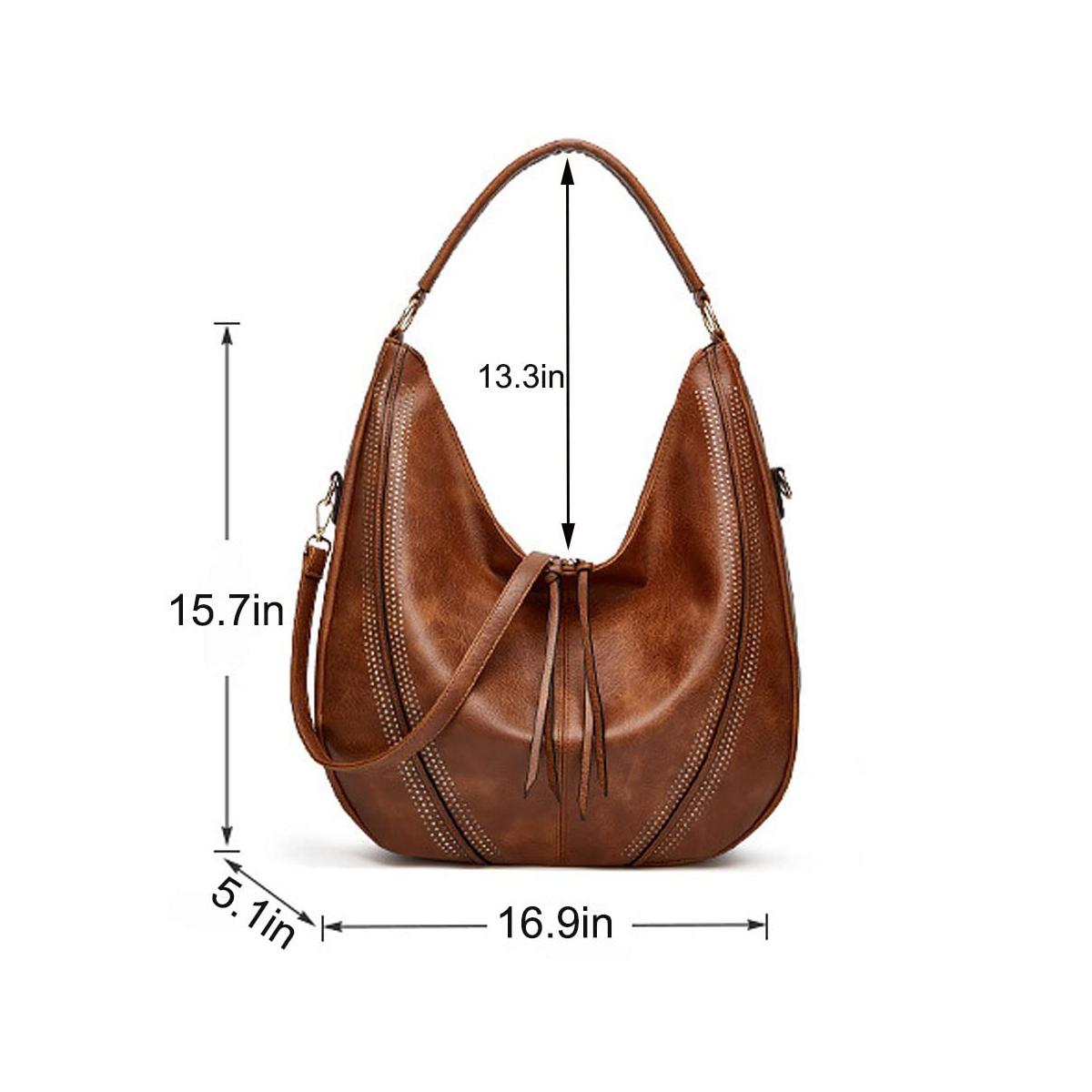 Large Capacity Pu Leather Tote Bag Black - 2 In 1 Brown
