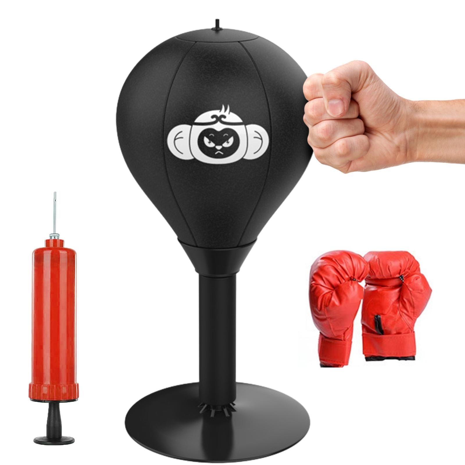 Desktop Speed Ball For Boxing Training - Bear Design With Gloves & Pump - Monkey+Children Gloves+Pump