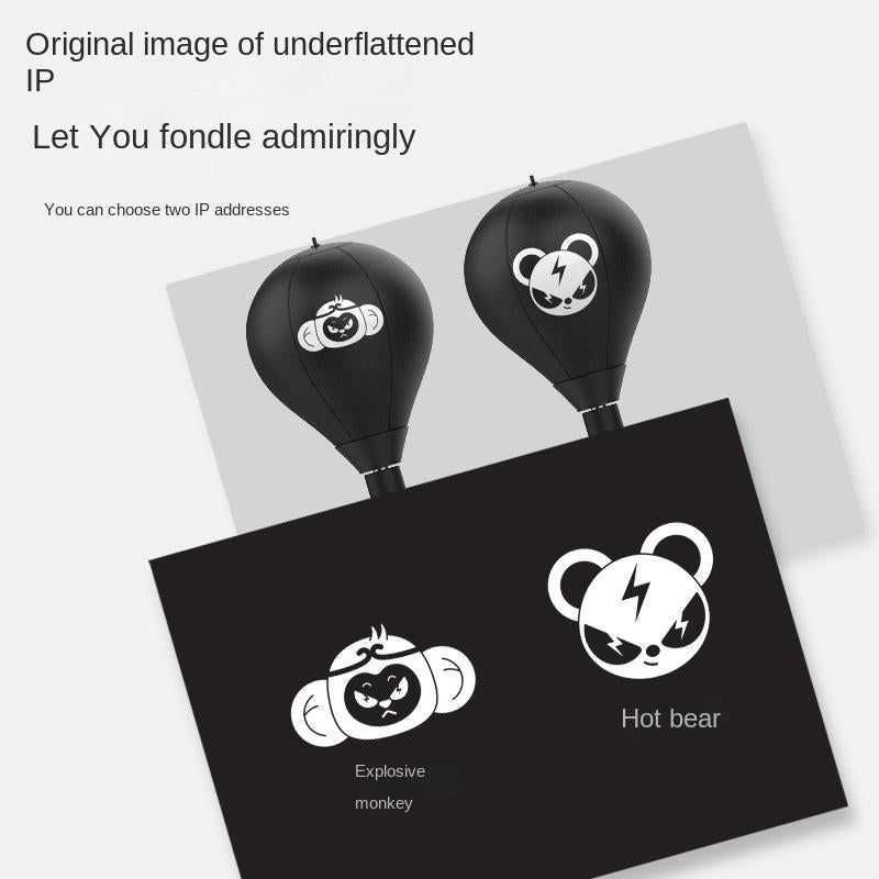 Desktop Speed Ball For Boxing Training - Bear Design With Gloves & Pump - Monkey+Children Gloves+Pump