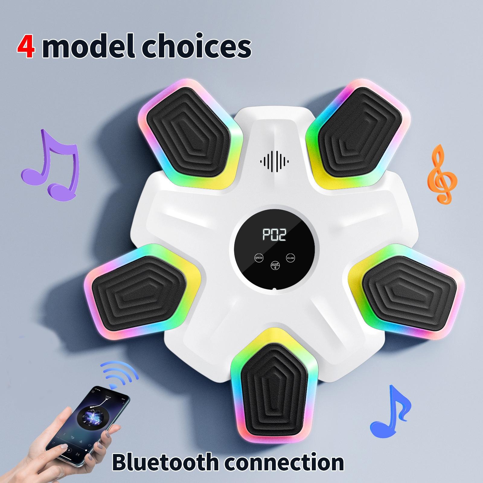 Bluetooth Music Boxing Machine - 4 Modes 9 Speeds Colourful Lights - With Adult Gloves Black
